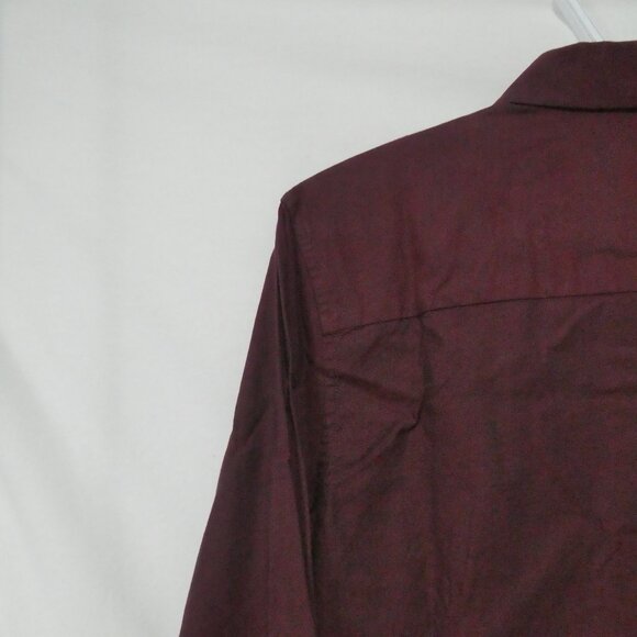 TOPMAN - Stretch - Skinny Fit | small | Classic Burgundy Long Sleeve Shirt - Picture 9 of 14